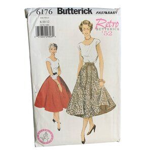 Butterick Misses Top Skirt Retro 50's Sewing Pattern Sz 8-12 6176 - Uncut